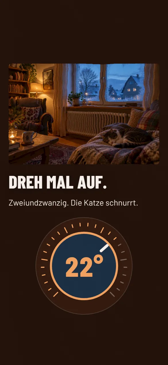 Thermostat, das die Seite warm dreht