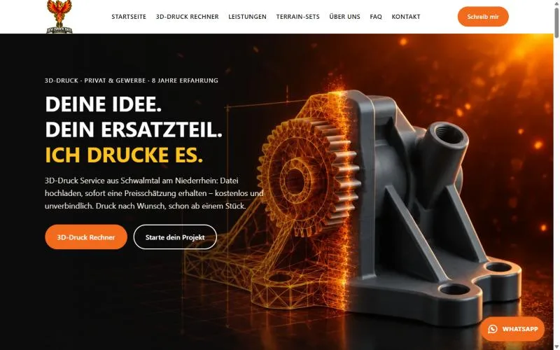 Startseite von Ichdruckdas: Deine Idee. Dein Ersatzteil. Ich drucke es.